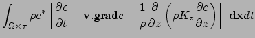 $\displaystyle -\frac{\partial c^*}{\partial t}-{\bf v}.{\mbox{\bf grad}} c^*-\...
...artial}{\partial z}
\left(\rho K_z \frac{\partial c^*}{\partial z}\right) = \mu$