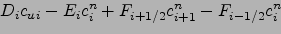 \begin{displaymath}
c_u_j\left(D_j+F_{j+1/2}\right)=E_jc_j^{n}
\end{displaymath}