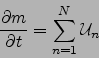 \begin{displaymath}
\frac{\partial m}{\partial t}=\sum_{n=1}^N {{\cal U}}_n
\end{displaymath}