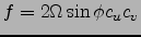 $f=2\Omega \sin{\phi} c_uc_v$