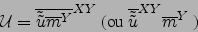 \begin{displaymath}
{\cal U}={\overline{\tilde{\tilde{u}}{\overline{m}}^{ Y }}}^...
...erline{\tilde{\tilde{u}}}}^{ XY }{\overline{m}}^{ Y }\mbox{ )}
\end{displaymath}