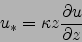 \begin{displaymath}
u_*=\kappa z \frac{\partial u }{\partial z}
\end{displaymath}