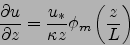 \begin{displaymath}
\frac{\partial u }{\partial z} =\frac{u_*}{\kappa z}\phi_m\left(\frac{z}{L}\right)
\end{displaymath}