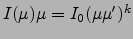 $I(\mu )\mu =I_0(\mu \mu ')^k$