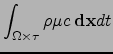 $\displaystyle \int_{\Omega}\left[\rho c^* c\right]_{t_i}^{t_f} \delta_x
+\int_\tau \left[\rho{\bf v}c^* c.{\bf n}\right]_{\partial \Omega } dt$