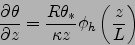 \begin{displaymath}
\frac{\partial \theta}{\partial z}=\frac{R \theta_*}{\kappa z}\phi_h\left(\frac{z}{L}\right)
\end{displaymath}
